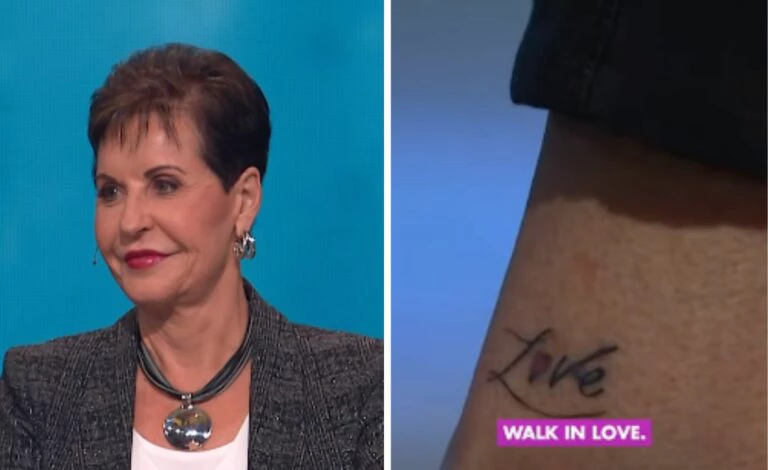 Joyce Meyer mostrou sua tatuagem no tornozelo Foto: Reprodução Youtube Joyce Meyer